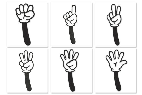 Cartoon Hand Numbers Gesture Counting