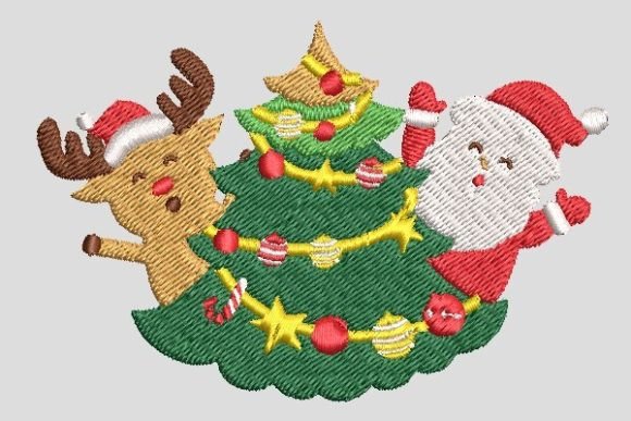 Santa Claus and Reindeer with Noel Tree Review for Apparel Projects